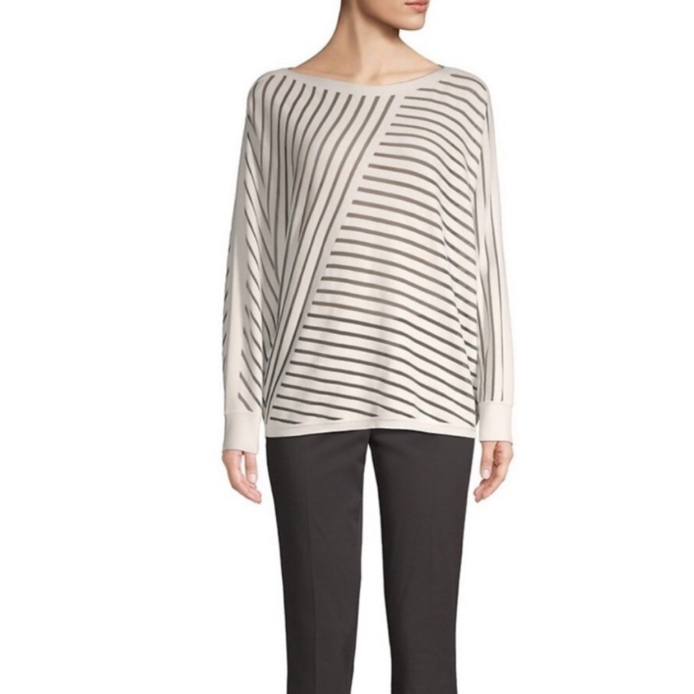 Lafayette 148 New‎ York Asymmetrical Stripe Dolman Sleeve Sweater XS